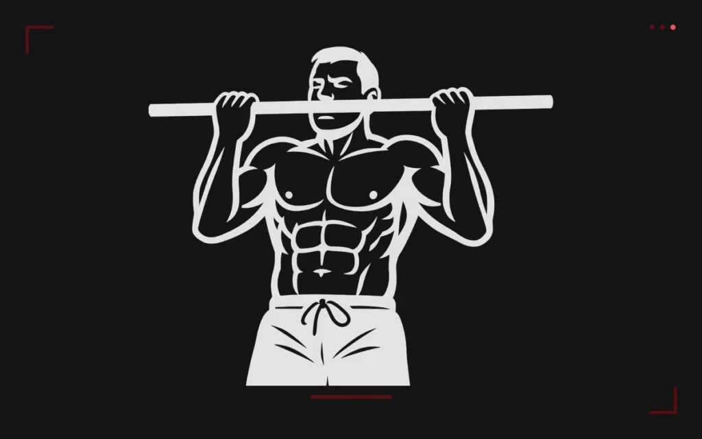 Chin-up pour les biceps : un homme en traction supination, menton au-dessus de la barre, prise mains vers soi