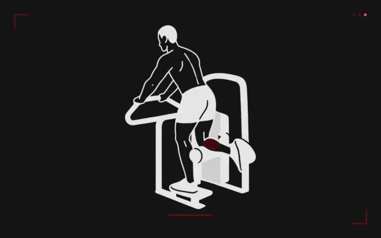Leg curl debout à la machine : un homme fléchit une jambe contre le boudin, ischio-jambiers surlignés